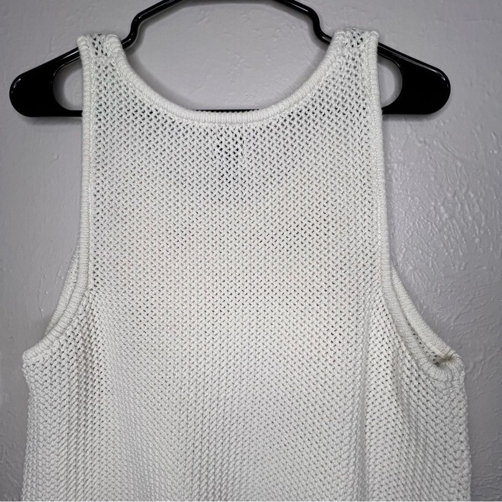 River Island White Cable Knit Women’s Tank Casual Coastal Clean Girl Top Sz M - Picture 6 of 11